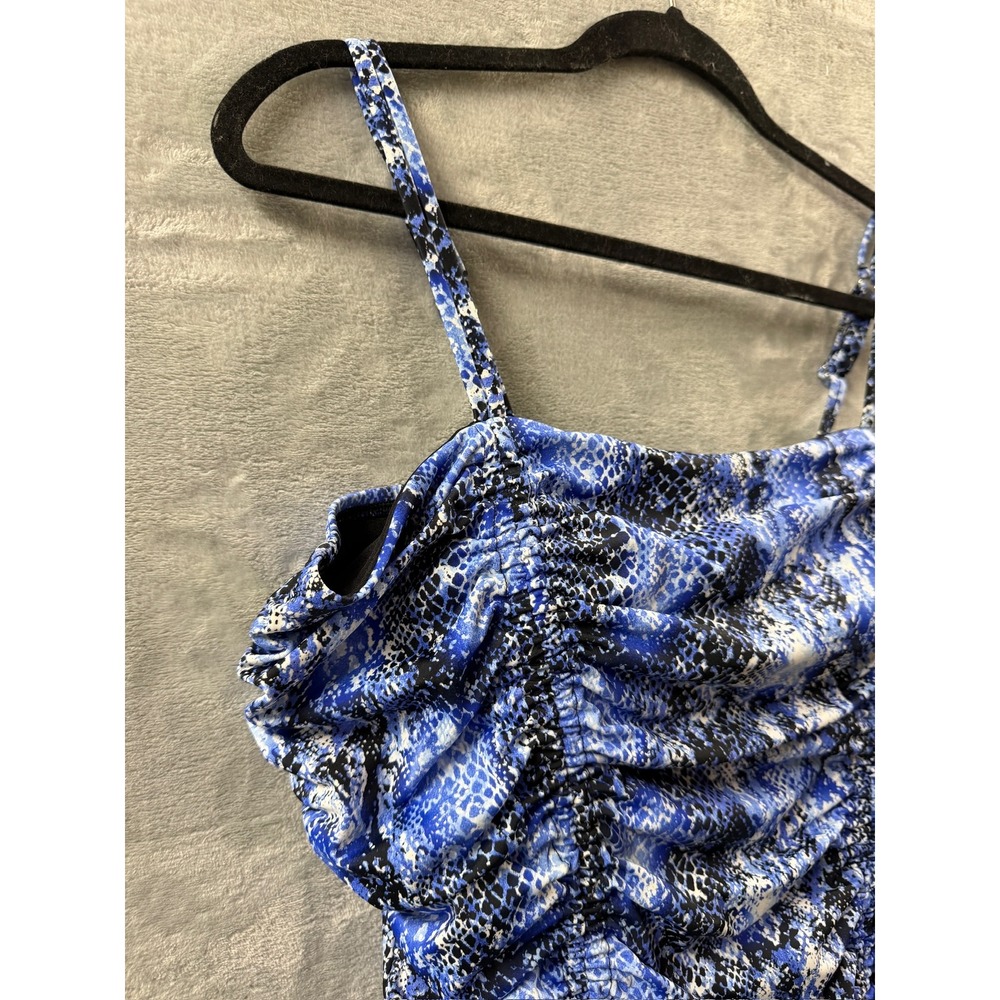 Swim Solutions Shirred One Piece Swimsuit Navy Multi Snakeskin Print Sz 8 $102 - Picture 8 of 14